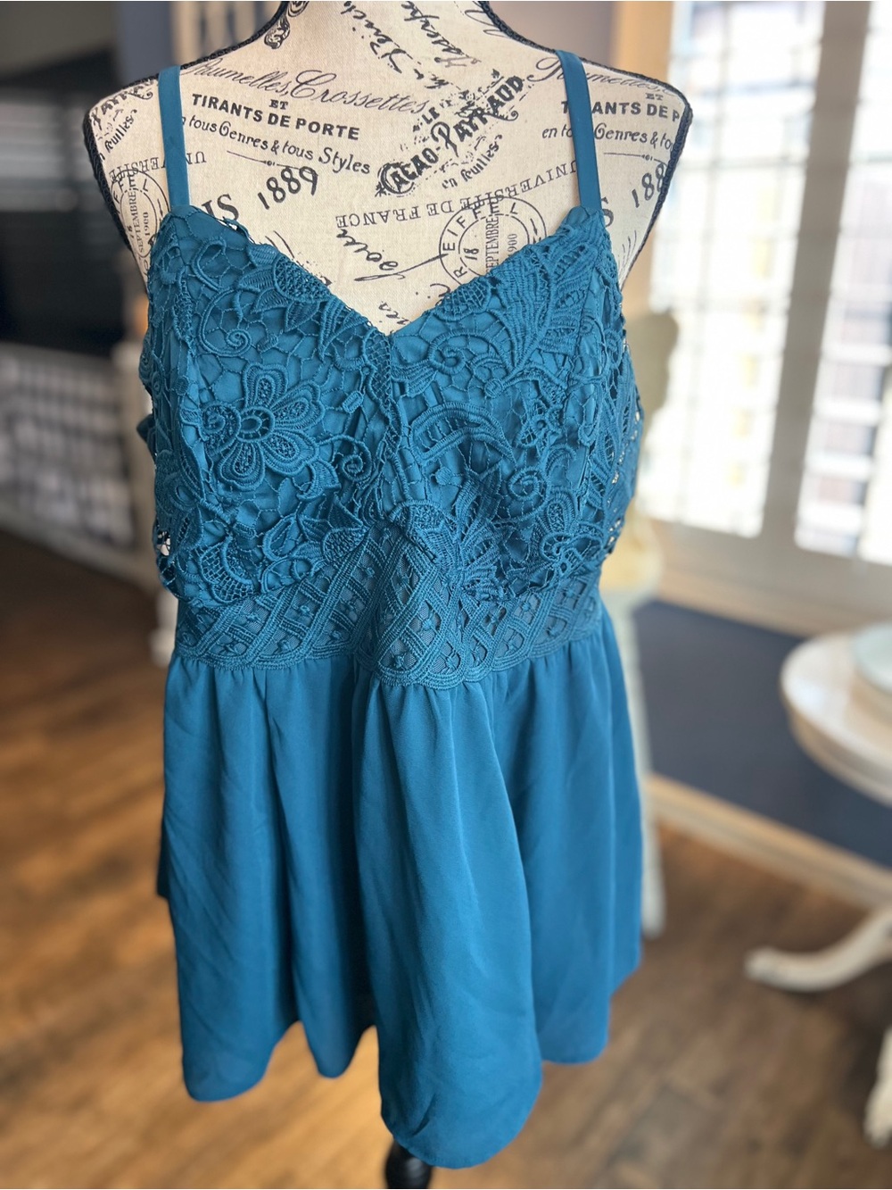 torrid Teal Lace-Front Spaghetti Strap Camisole